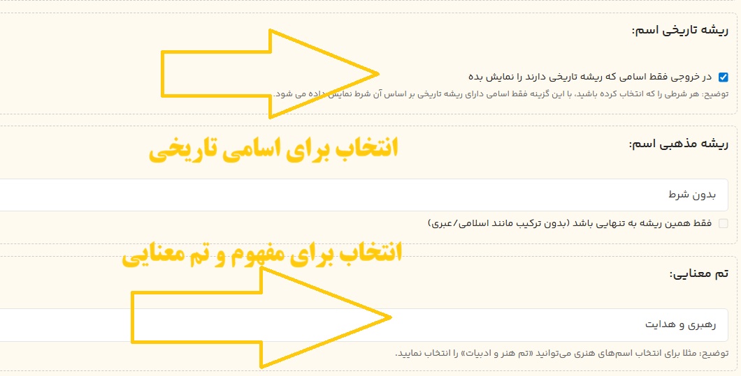 انتخاب اسامی مفهومی